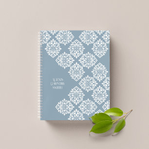 Damask Regency Classic Abstract Geometric Icy Blue Notebook