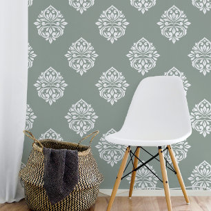 Damask Regency Classic Pale Olive Wallpaper