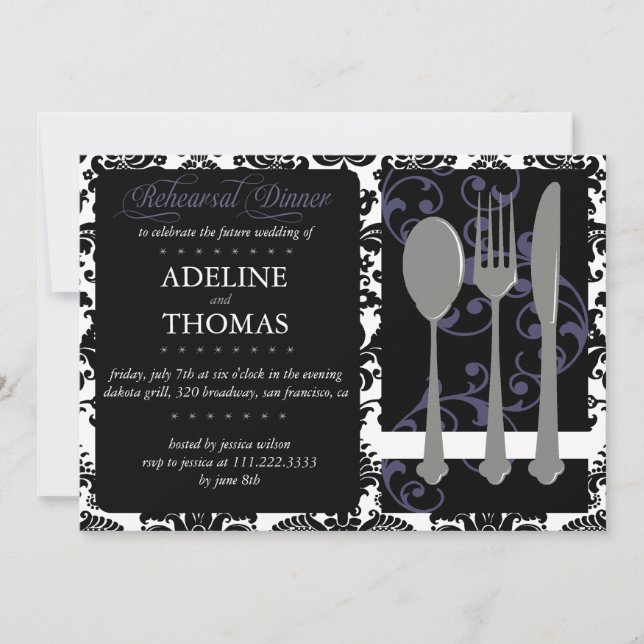 Damask Rehearsal Dinner : Invitation (Front)