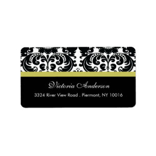 Damask Return Address Labels Chartreuse Green