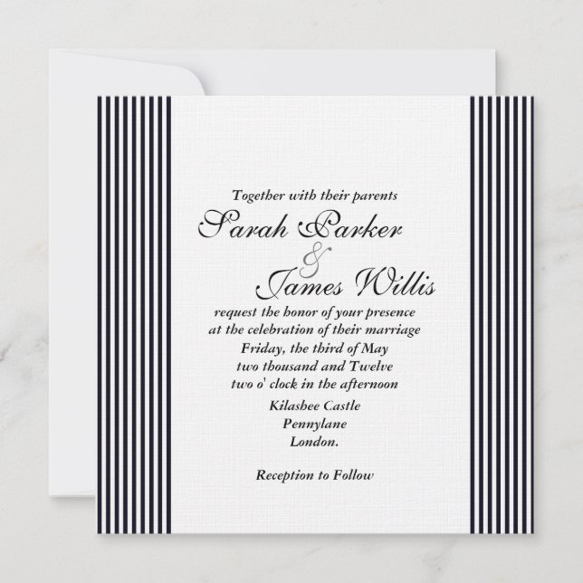 Damask Ribbon frame wedding invitation (Front)