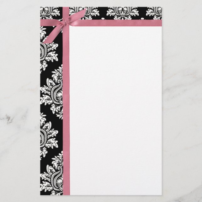 Damask & ribbon Stationery (Front)