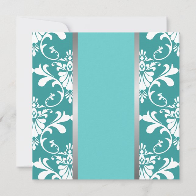 Damask & Ribbon Wedding Invitation (Front)