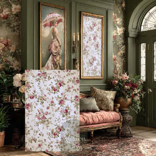 Damask Rose Cream Pink Floral Vintage Sprig Tissue Paper