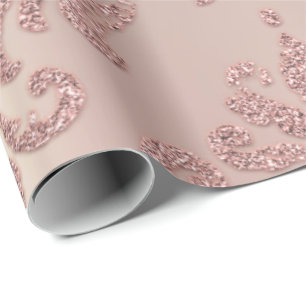 Damask Rose Gold Royal Metallic Pearly Cottage Wrapping Paper