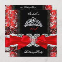 Damask Rose Red Black White Tiara Birthday Party