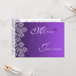 Damask Royal Purple Wedding Invitation Card
