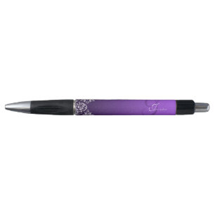 Damask Royal Purple Wedding Pens