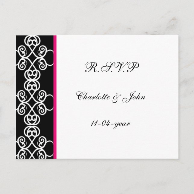 damask rsvp invitation postcard (Front)