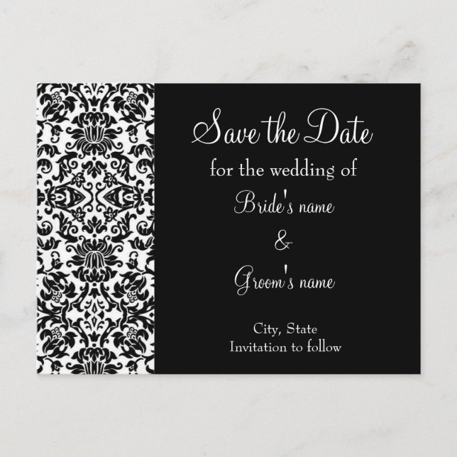 Damask Save the Date Announcement Postcard (Front)