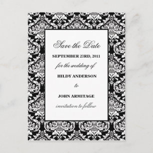 Damask Save the Date Announcement Postcard