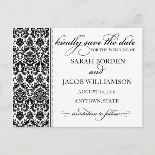Damask Save the Date Card- Customise it! Announcement Postcard