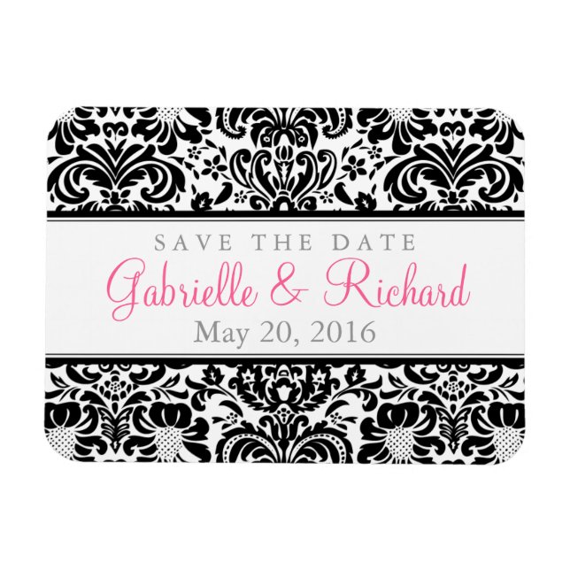 Damask Save the Date Magnet (Horizontal)