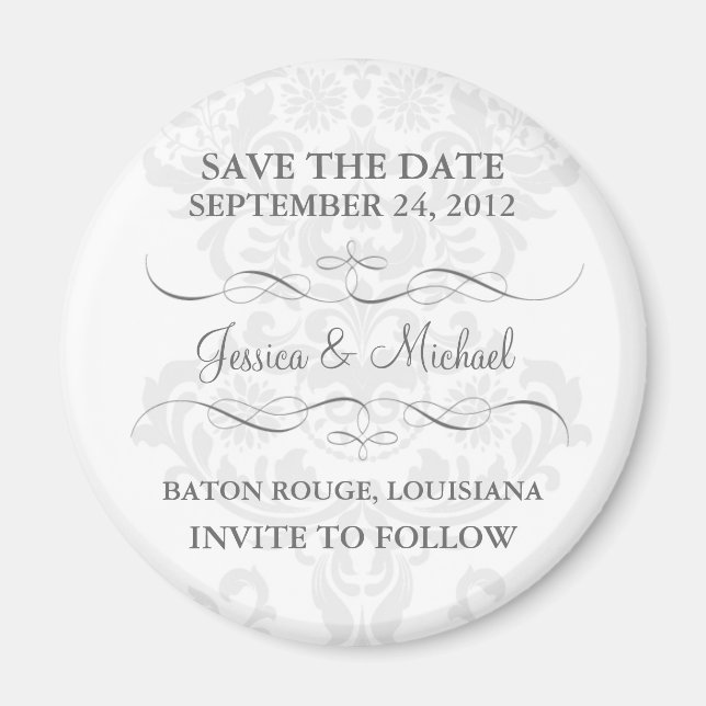 Damask Save the Date Magnet (Front)