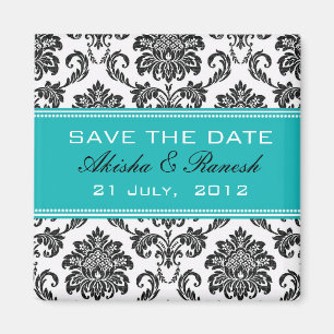 Damask Save the Date Wedding Announcement Magnet