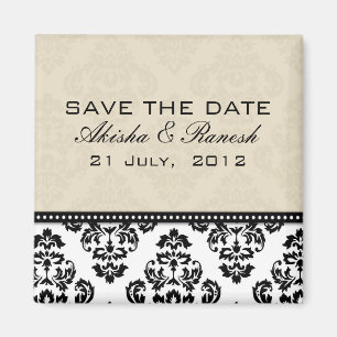 Damask Save the Date Wedding Announcement Magnet
