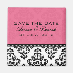 Damask Save the Date Wedding Announcement Magnet