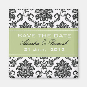 Damask Save the Date Wedding Announcement Magnet