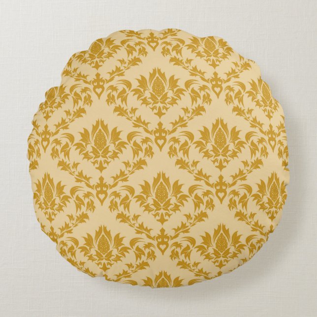 Damask seamless backgroundpattern, abstract, antiq round cushion (Front)