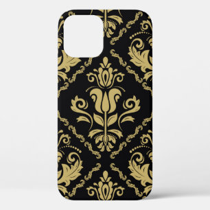 Damask seamless black and golden ornament. Traditi iPhone 12 Case