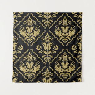 Damask seamless black and golden ornament. Traditi Tapestry