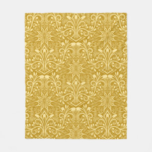 Damask seamless pattern repeating background. Gold Fleece Blanket