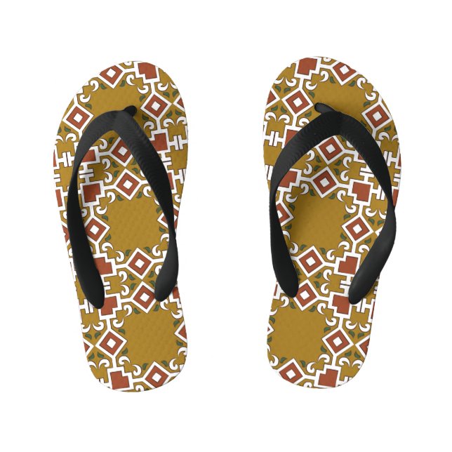Damask seamless: vintage pattern background kid's jandals (Footbed)