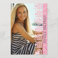Damask See Through Photo Invitation