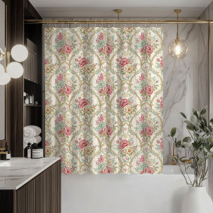 Damask Shower Curtain Soft Pastel Victorian Feel