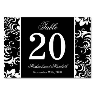 Damask Sides Table Numbers (Black / White)