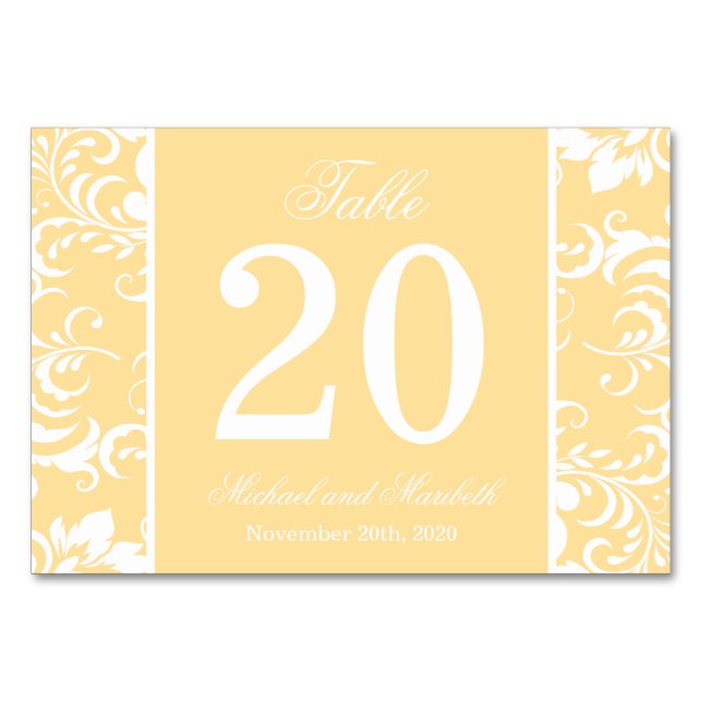 Damask Sides Table Numbers (Gold / White) (Front)