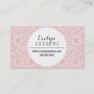 DAMASK SIMPLE SPOT pattern cool pale pink grey Business Card