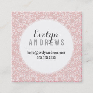 DAMASK SIMPLE SPOT pattern cool pale pink grey Square Business Card