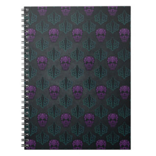 DAMASK SKULL TEAL PURPLE SPIRAL NOTEBOOK