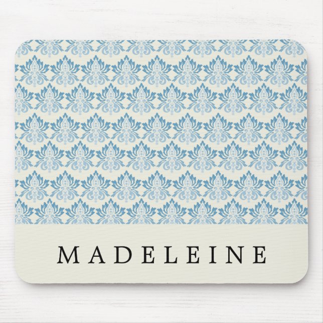 Damask Soft Blue Mouse Pad (Front)