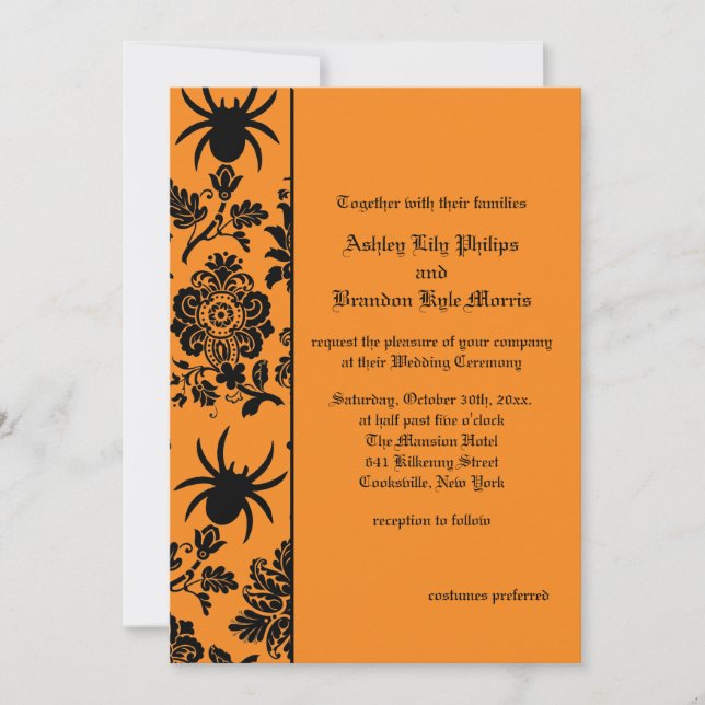 Damask Spider Wedding Invitation (Front)