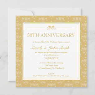 Damask Square 50th Anniversary Invitation