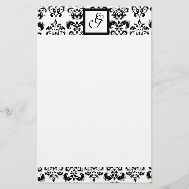 DAMASK SQUARE MONOGRAM STATIONERY (Front)