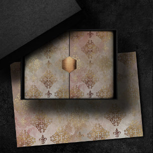 Damask Steampunk Vintage Golden Ornamental Tissue Paper