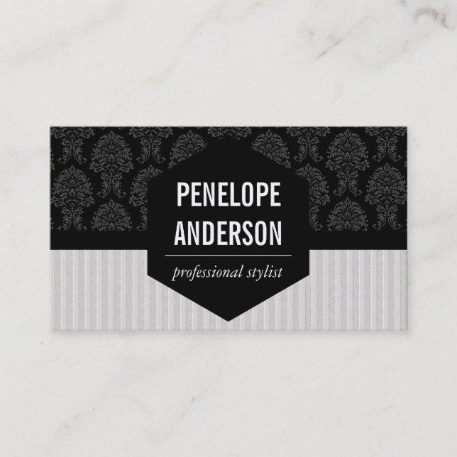 Damask & Stripes Business Card (Front)
