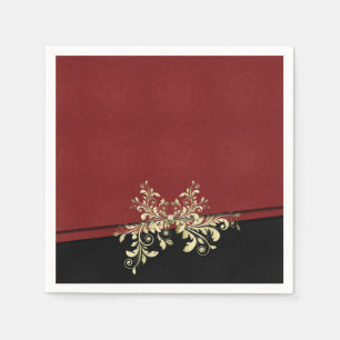 Damask Style Christmas Red Gold Napkins