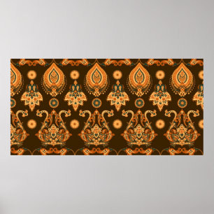 Damask style seamless floral pattern poster