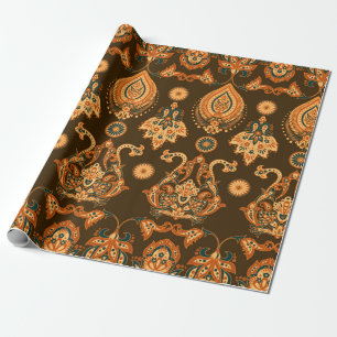 Damask style seamless floral pattern wrapping paper