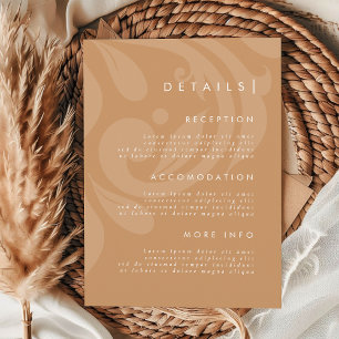 Damask Stylish Ochre Wedding Details Enclosure Card