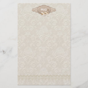 Damask  Swan Elegance Stationery