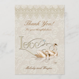 Damask Swan Elegance - Thank You Card