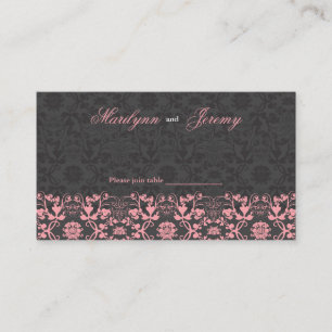 Damask Swirls Lace Black Custom Table/Place Card