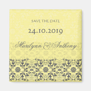 Damask Swirls Lace Butter Save The Date Magnet