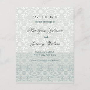 Damask Swirls Lace Dream Save The Date Postcard