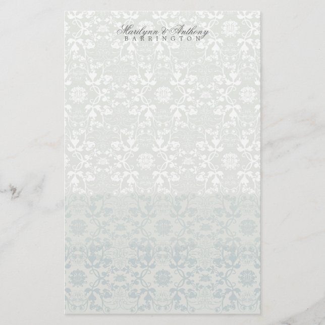 Damask Swirls Lace Dream Thank You Stationery (Front)